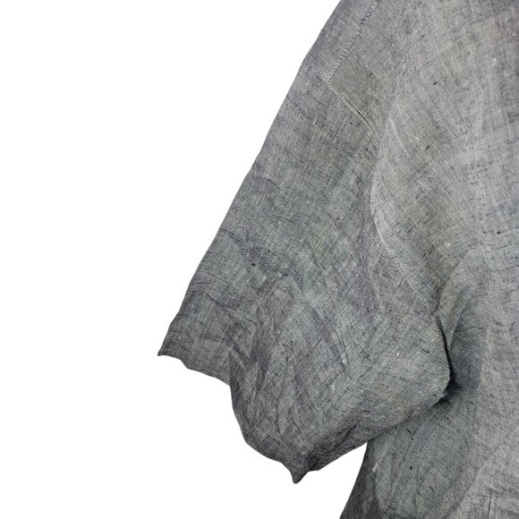 Umberto Valati Uomo Italia Women Gray Embroidered Linen Tunic Shirt Size XXL - Picture 2 of 10